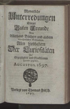 Augustus. 1697.