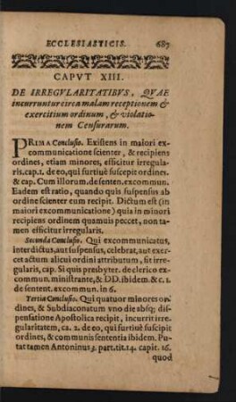 Caput XIII. De Irregularitatibus, Quae incurruntur circa ...
