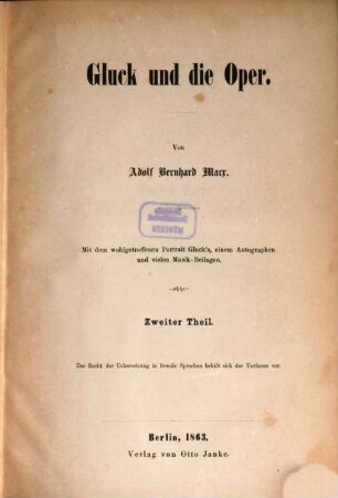 Gluck und die Oper. 2