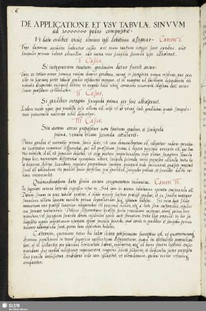 [Text:] De applicatione et usu tabulae sinuum ad 10.000.000 pedes compositae.