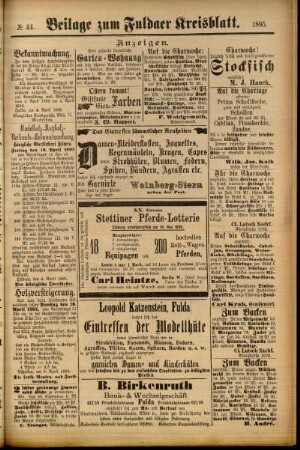 Zweite Ausgabe vom Donnerstag, den 11. April 1895.