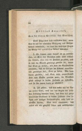 Drittes Kapitel. Von der freyen Willkühr des Menschen.