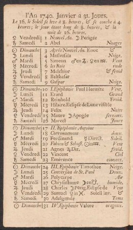 l'an 1740