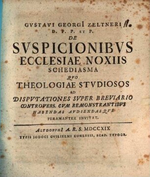 De suspicionibus ecclesiae noxiis schediasma