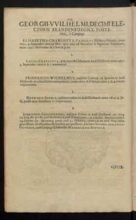 Georgii-Wilhelmi, Decimi Electoris Brandenburgici, Posteritas, e Coniuge
