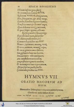 Hymnus VII Oratio macorum ad Iesum