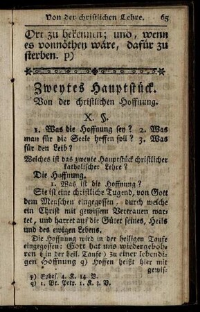 Zweytes Hauptstück. Von der christlichen Hoffnung.