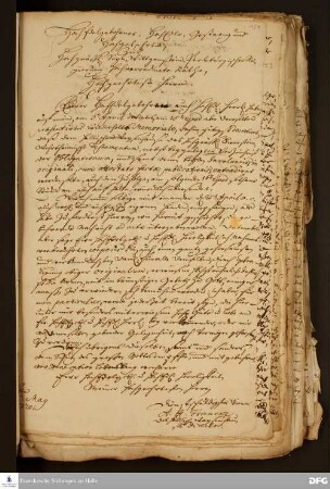 Brief von August Hermann Francke an die Regierung in Berleburg.