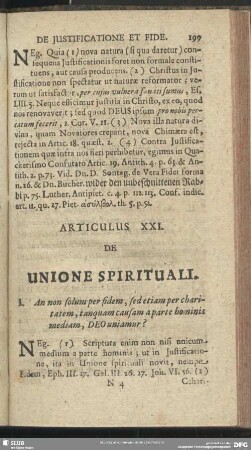 Articulus XXI. De Unione Spirituali