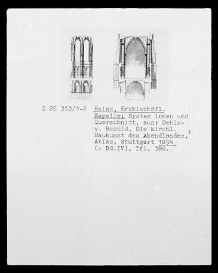 Querschnitt und Innenaufriss des Wandsystems der Kapelle des erzbischöflichen Palais zu Reims