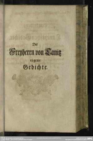 Des Freyherrn von Canitz eigene Gedichte