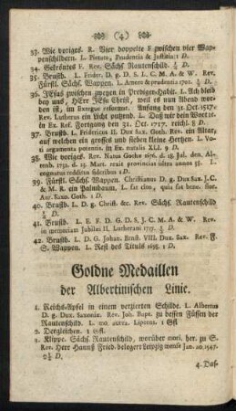 Goldne Medaillen der Albertinischen Linie.