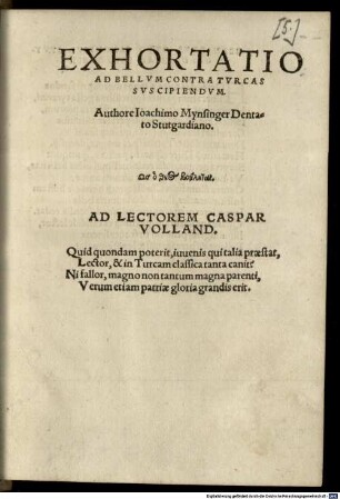 Exhortatio ad bellum contra Turcas suscipiendum