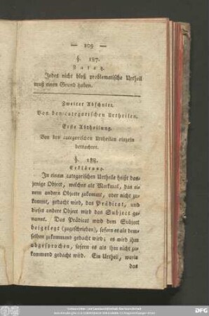 Zweiter Abschnitt. Von den categorischen Urtheilen.