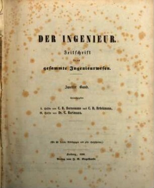 Der Ingenieur : Zeitschr. für d. gesamte Ingenieurwesen, 2. 1850