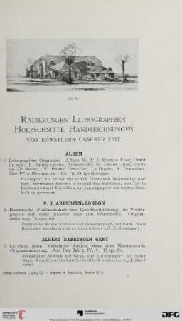 Radierungen, Lithographien, Holzschnitte, Handzeichnungen von Künstlern unserer Zeit (Nr. 1-765)