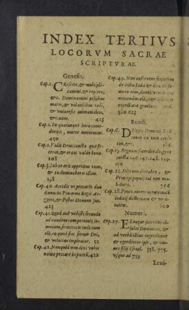 Index tertius locorum sacrae scripturae.