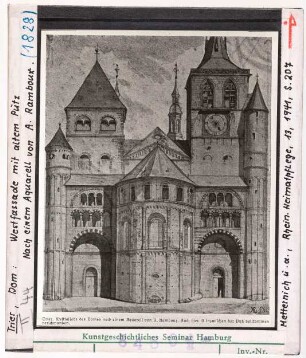 Trier, Dom: Westfassade mit altem Putz, nach Aquarell 1828