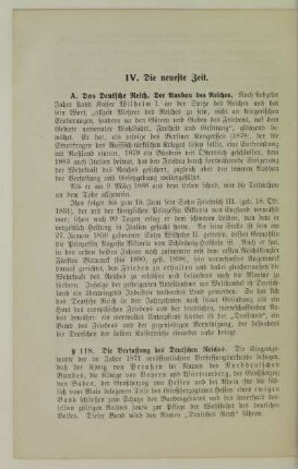 IV. Die neueste Zeit