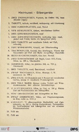 Kleinkunst – Silbergeräte (Nr. 1-61)