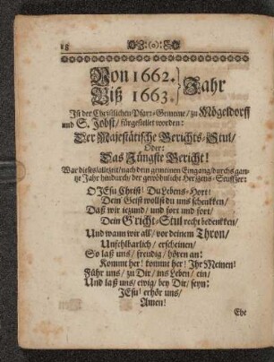 Von 1662. Biß 1663. Jahr