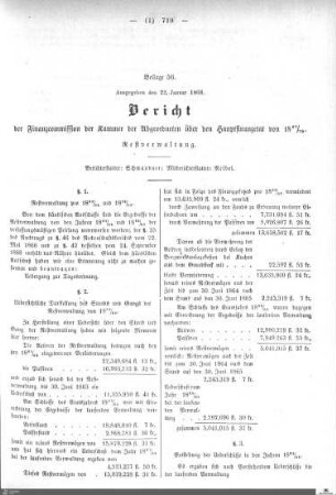 Bericht der Finanzcommission über den Hauptfinanzetat von 1867-1870