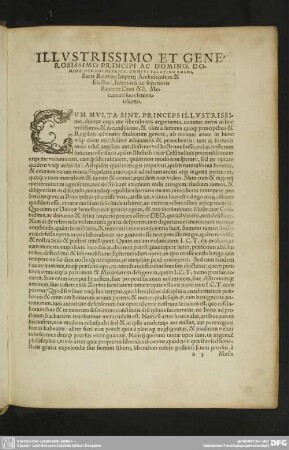 Illustrissimo et Generossimo Principi ac domino...