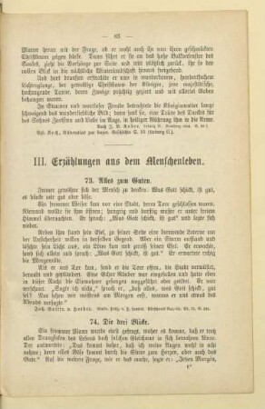 III. Erzählungen aus dem Menschenleben