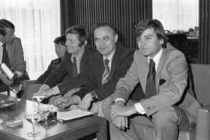 Redaktionsgespräch des FDP-Landesvorsitzenden Jürgen Morlock und des Karlsruher FDP-Kreisvorsitzenden Horst Rehberger mit den "Badischen Neuesten Nachrichten"