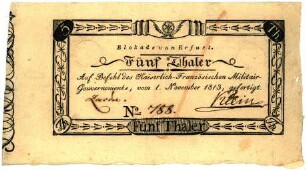 Geldschein, 5 Taler, 1.11.1813