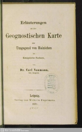 Erläuterungen zu der geognostischen Karte der Umgegend von Hainichen im Königreiche Sachsen