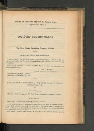 Annexe au Bulletin Officiel du Congo belge. (12 septembre 1913.)