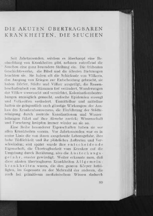 Die akuten Übertragbaren Krankheiten, die Seuchen