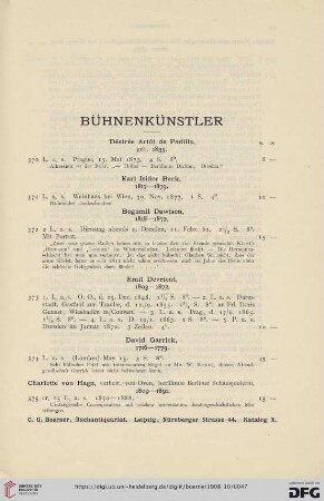 Bühnenkünstler (Nr. 370 - 385)