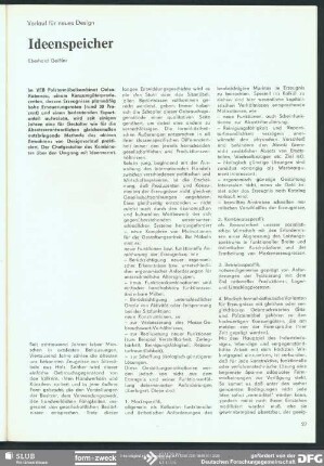 Ideenspeicher : Innovation und Design