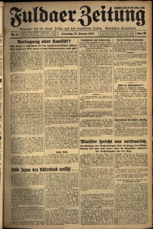 Ausgabe vom Samstag, den 21. Januar 1933.