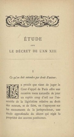 Étude sur le décret de l'an XIII