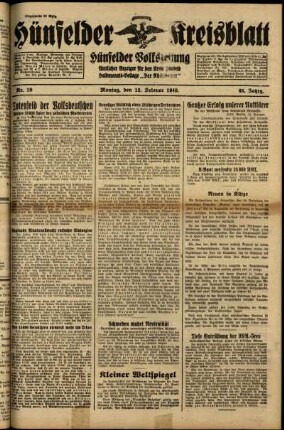 Ausgabe vom Montag, den 12. Februar 1940.