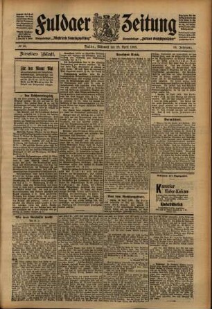 Zweite Ausgabe vom Mittwoch, den 29. April 1908.