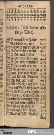 Register / über dieses Gesang-Buch.