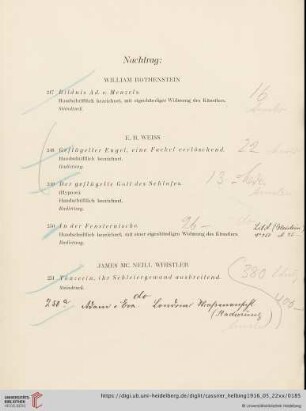 Nachtrag (Nr. 247-251)