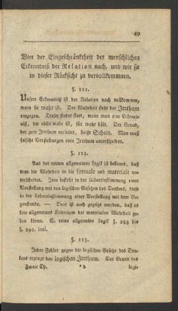 Von der Eingeschränktheit der menschlichen Erkenntniß der Relation nach, und wie sie in dieser Rücksicht zu vervollkommnen
