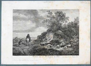Landschaft mit Esel und Schafen bei Potschappel im Plauenschen Grund