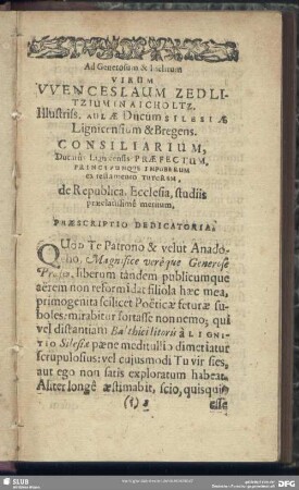 Praescriptio Dedicatoria