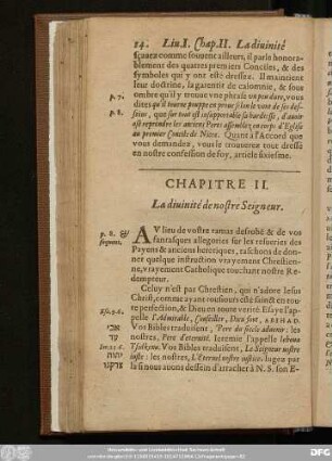 Chapitre II. La divinité de nostre Seigneur.