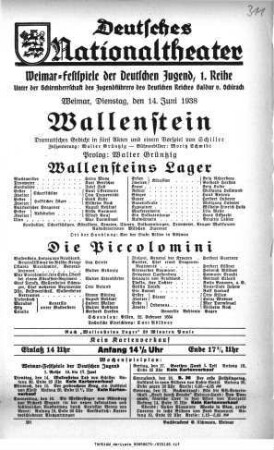 Wallenstein [Wallensteins Lager; Die Piccolomini]