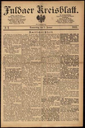 Erste Ausgabe vom Donnerstag, den 05. Januar 1893.