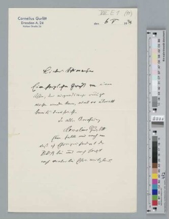 Brief an Fritz Schumacher