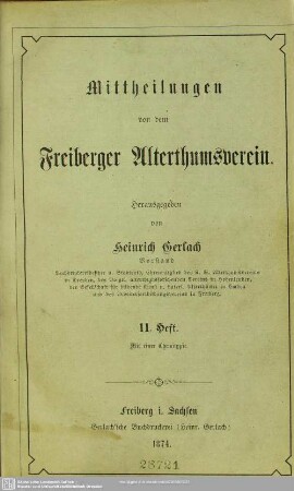 11/15.1874/78: Mitteilungen des Freiberger Altertumsvereins