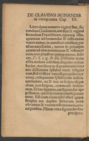 De Clavibus Signandis in utroque cantu. Cap. III.